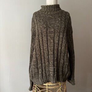 2/$40  1990s Club Monaco Cable Knit Mockneck | Vintage Cotton Sweater